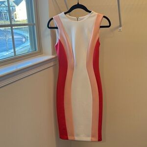 Calvin Klein Red and Pink Midi Dress